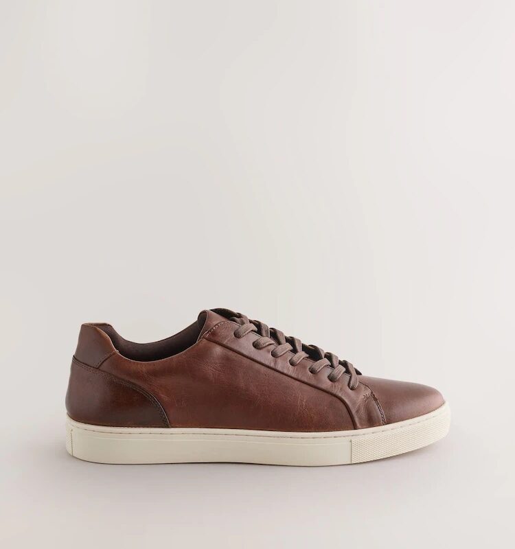 Tan Brown Leather Trainers