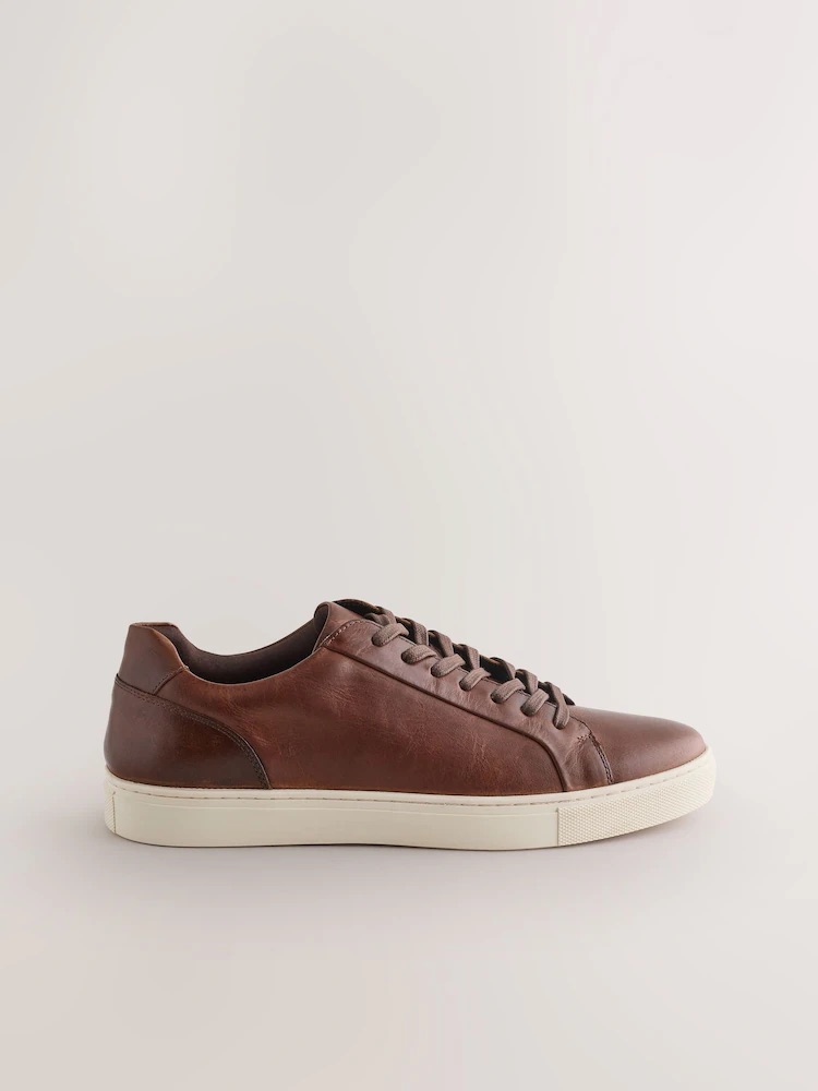 Tan Brown Leather Trainers
