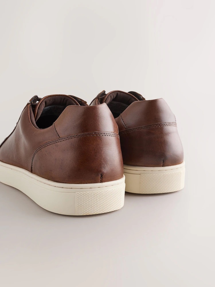 Tan Brown Leather Trainers