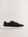 Navy Leather Trainers