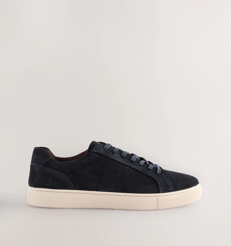 Navy Leather Trainers