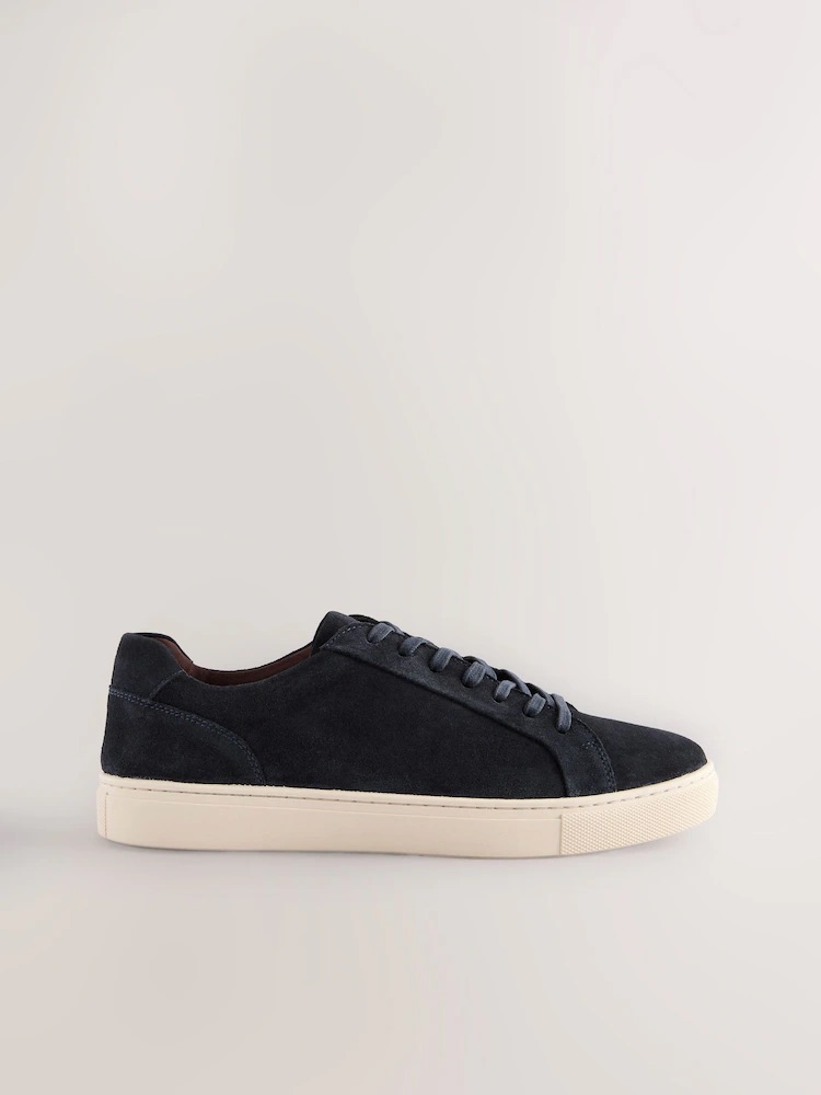 Navy Leather Trainers