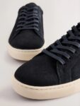 Navy Leather Trainers