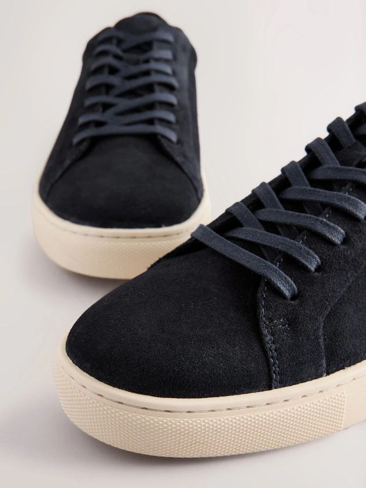 Navy Leather Trainers