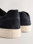 Navy Leather Trainers