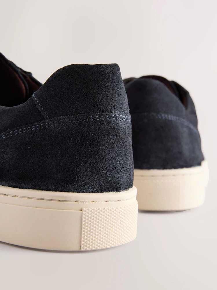 Navy Leather Trainers