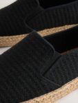 Black Textured Slip On Espadrilles